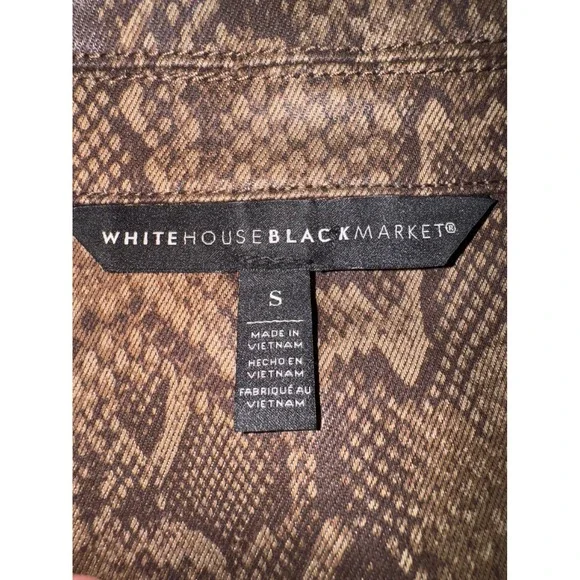 WHITE HOUSE BLACK MARKET Snake Print Denim Jacket Women's Size Small - Picture 6 of 7